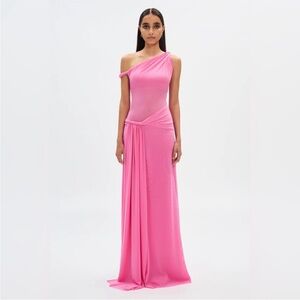 MISHA Sisal One-Shoulder Twist Mesh Maxi Dress size XS